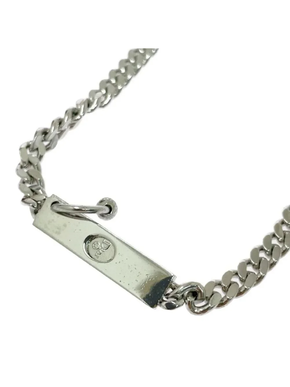 Dior Brass Logo Plate Body Earrings Motif Necklace Silver